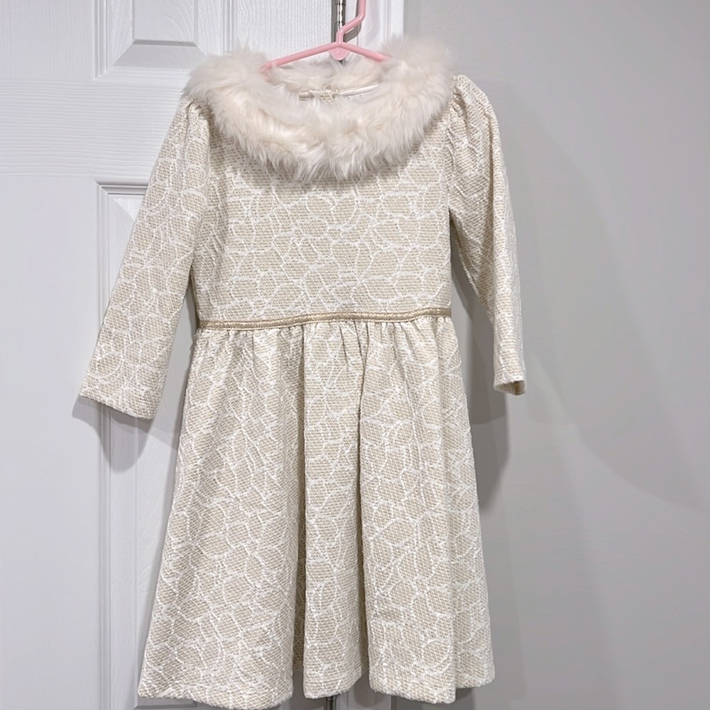 Janie and Jack white and gold winter dress NWT 6